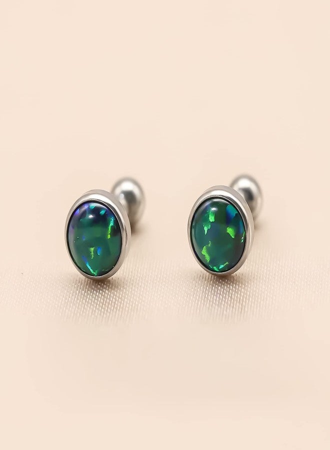 BLISI 16g Titanium Internally Threaded Earrings with Screw Back for Sensitive Ears Hypoallergenic Cartilage Tragus Helix Ear Piercing Diameter (Black Opal 1, 5mm) - Image 4